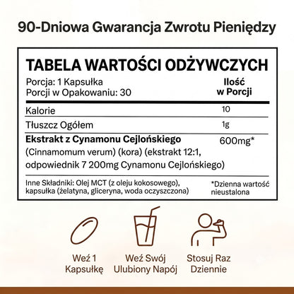 Cynamon Cejloński – Odpowiednik 7200mg z Olejem MCT