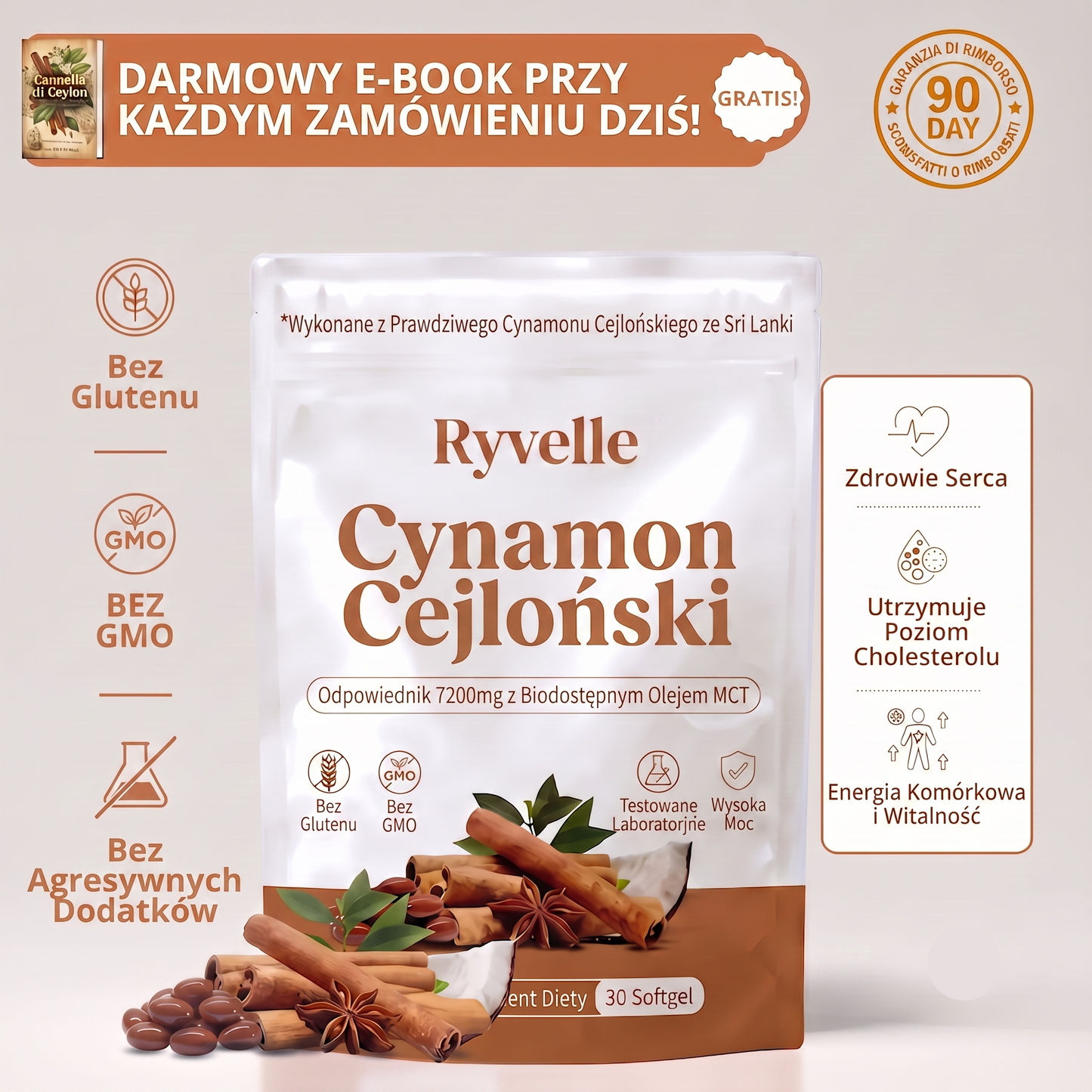 Cynamon Cejloński – Odpowiednik 7200mg z Olejem MCT